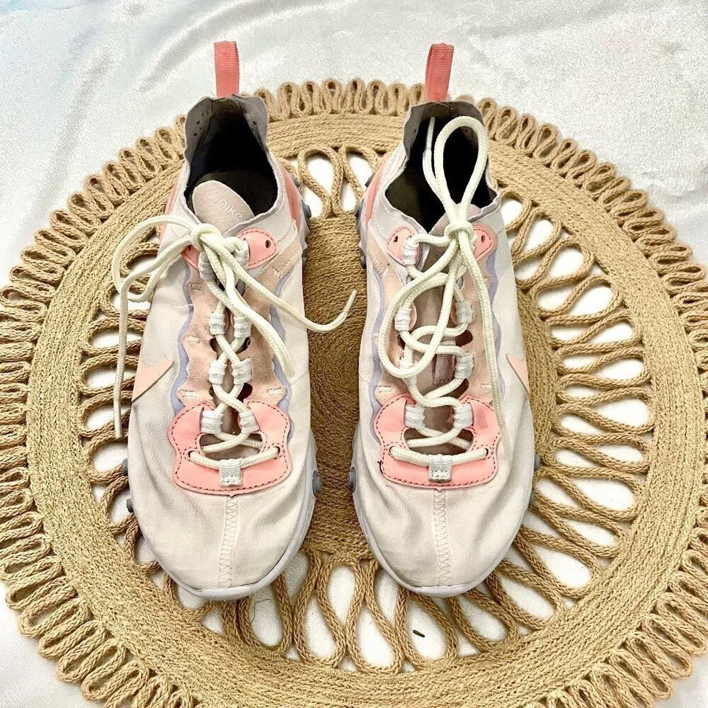 Nike React Element 55 Sneakers  Pale Pink Washed Coral Women's Size 6 BQ2728-601